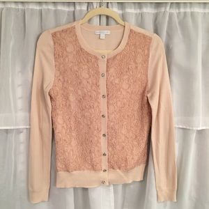 New York & Company Pink Lace Cardigan